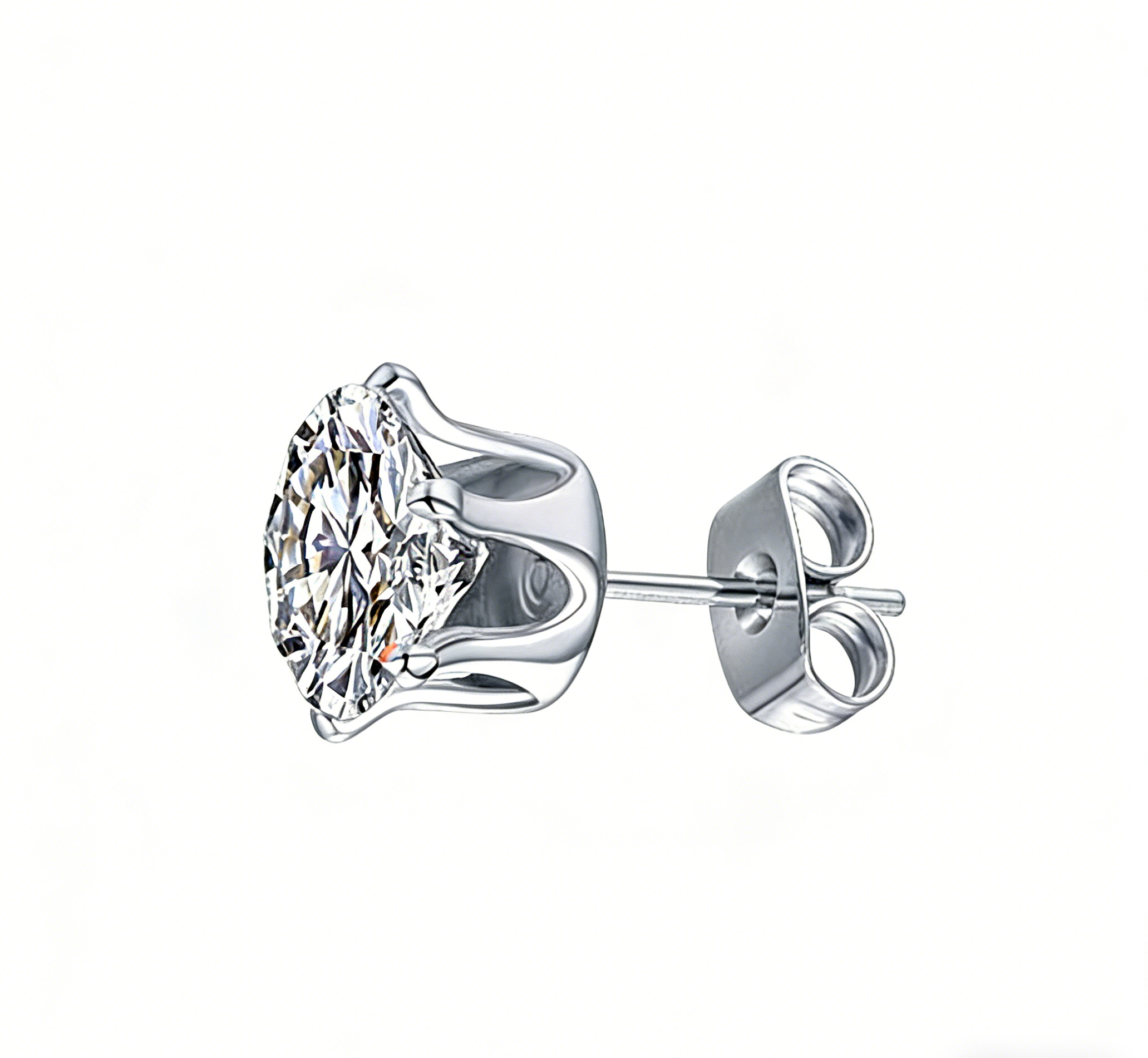Crown Zircon Stud Earrings | Silver, Gold & Black | 3–8mm