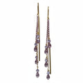 Purple crystal tassel ear line earrings with zircon drop, gold finish